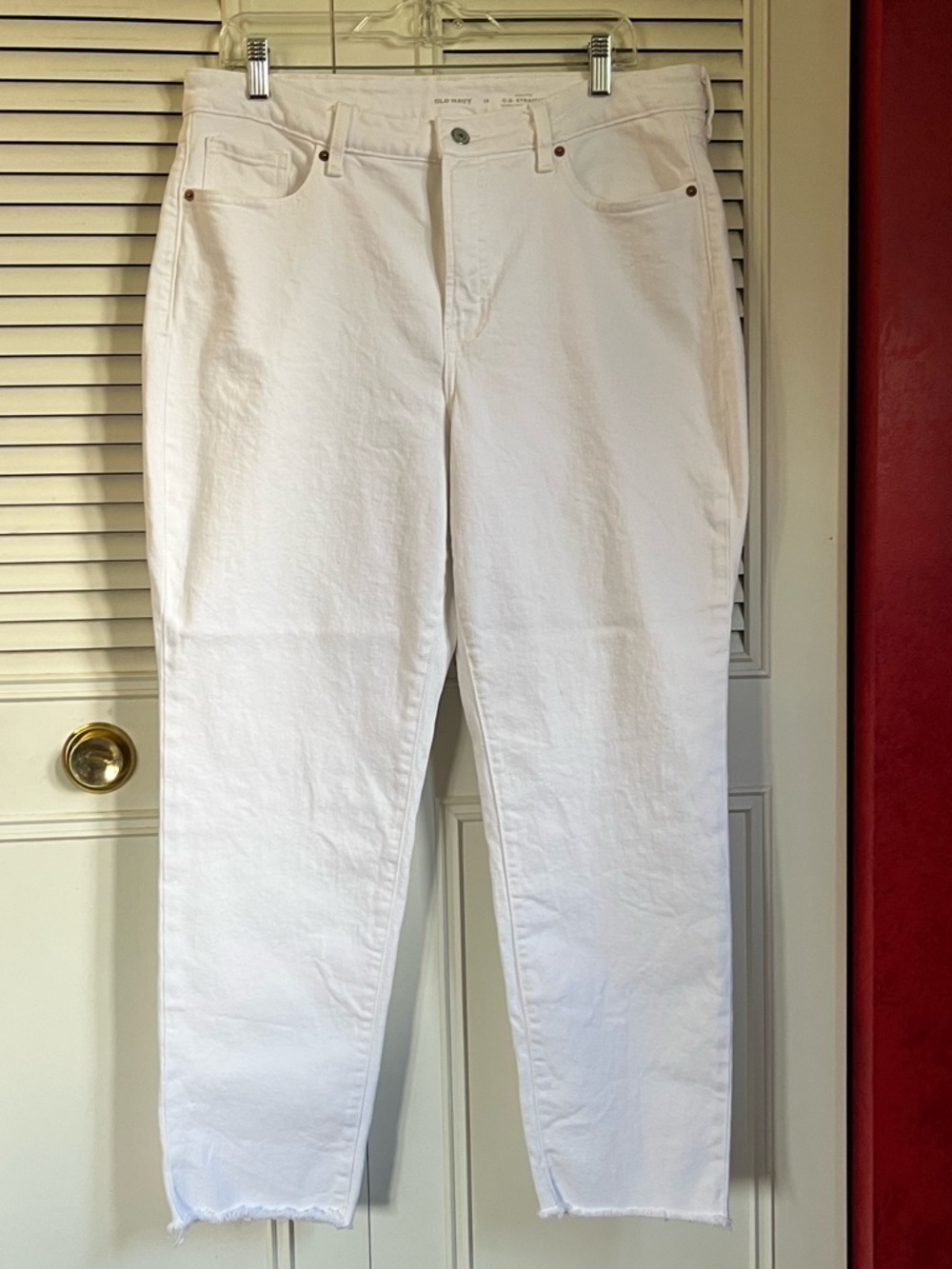 Old Navy White High-Rise O.G. Straight Leg Jeans Sz 14